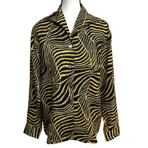 Paolo Santini 100% Silk Shirt 10 Abstract Psychedelic Retro Mob Wife Grunge Y2K